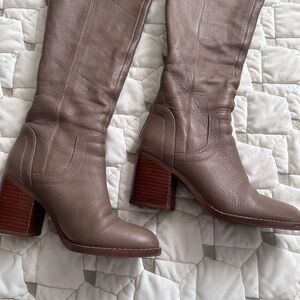 Tan Leather over the knee Boots